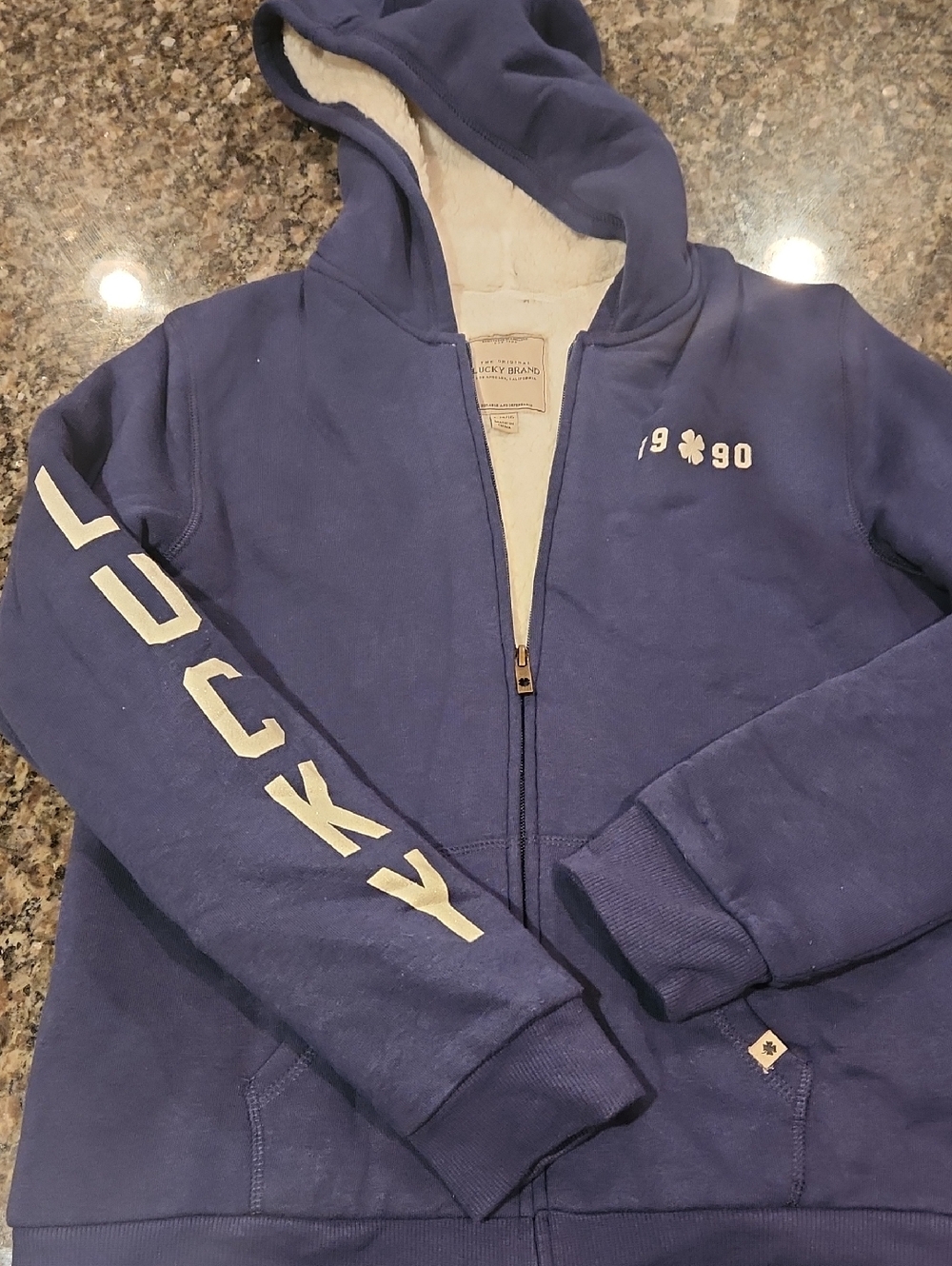 Lucky Brand Blue Sherpa-Lined Zip Hoodie for Kids